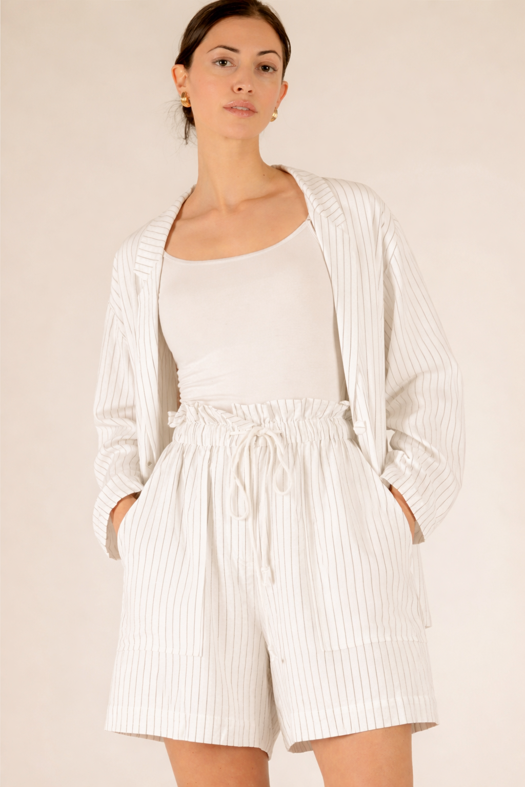 Pinstripe Blazer Short Set