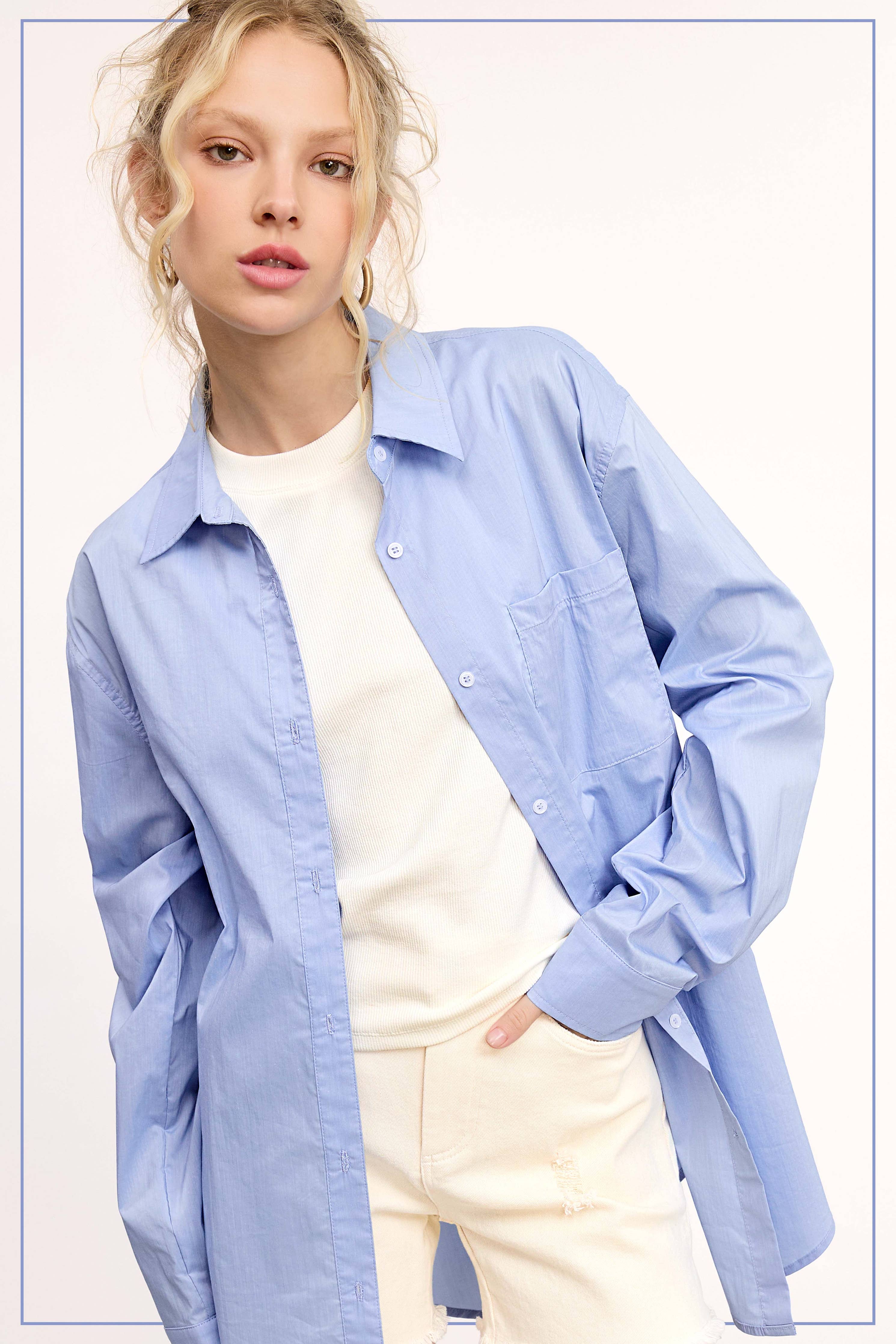 Blue Button Down Top