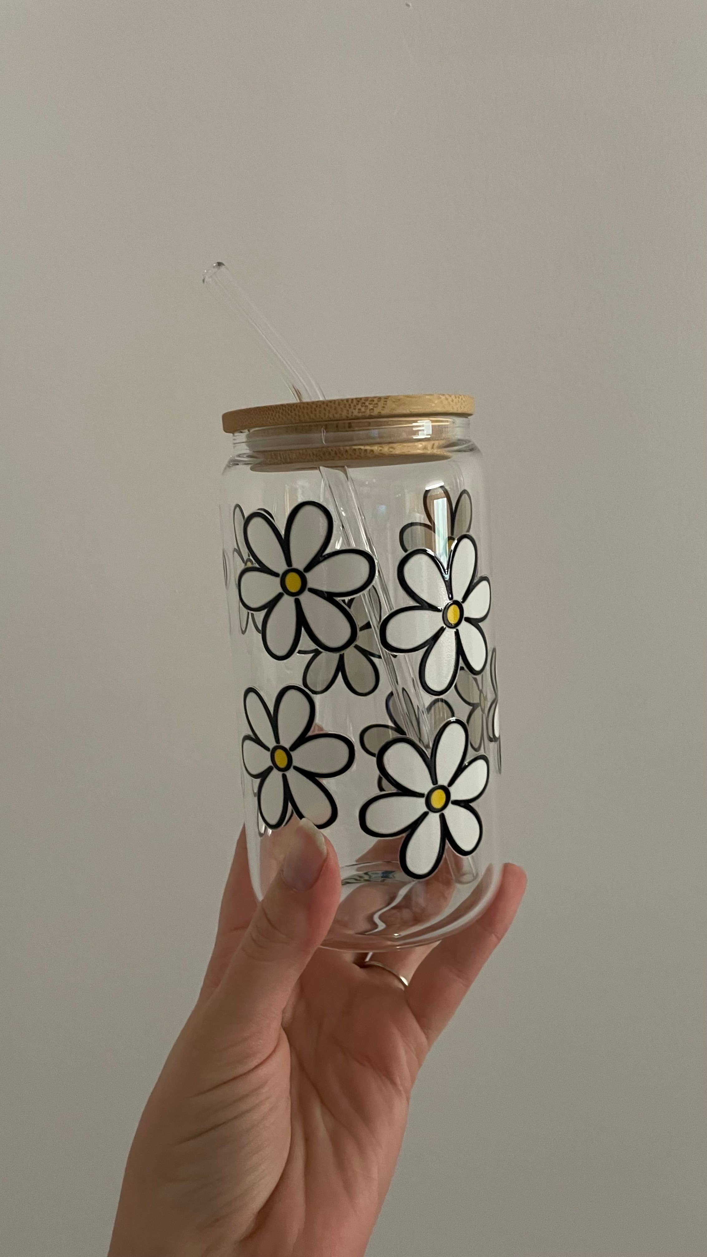 Daisy Glass Can Cup