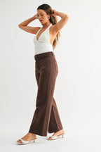 High Rise Brown Wide Leg Jeans
