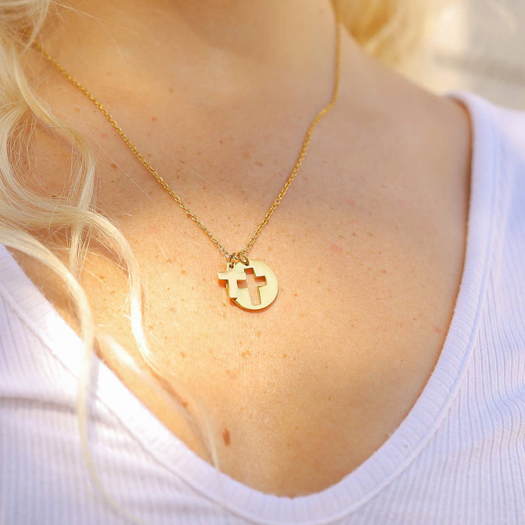 Stainless Steel Cross Cutout Necklace