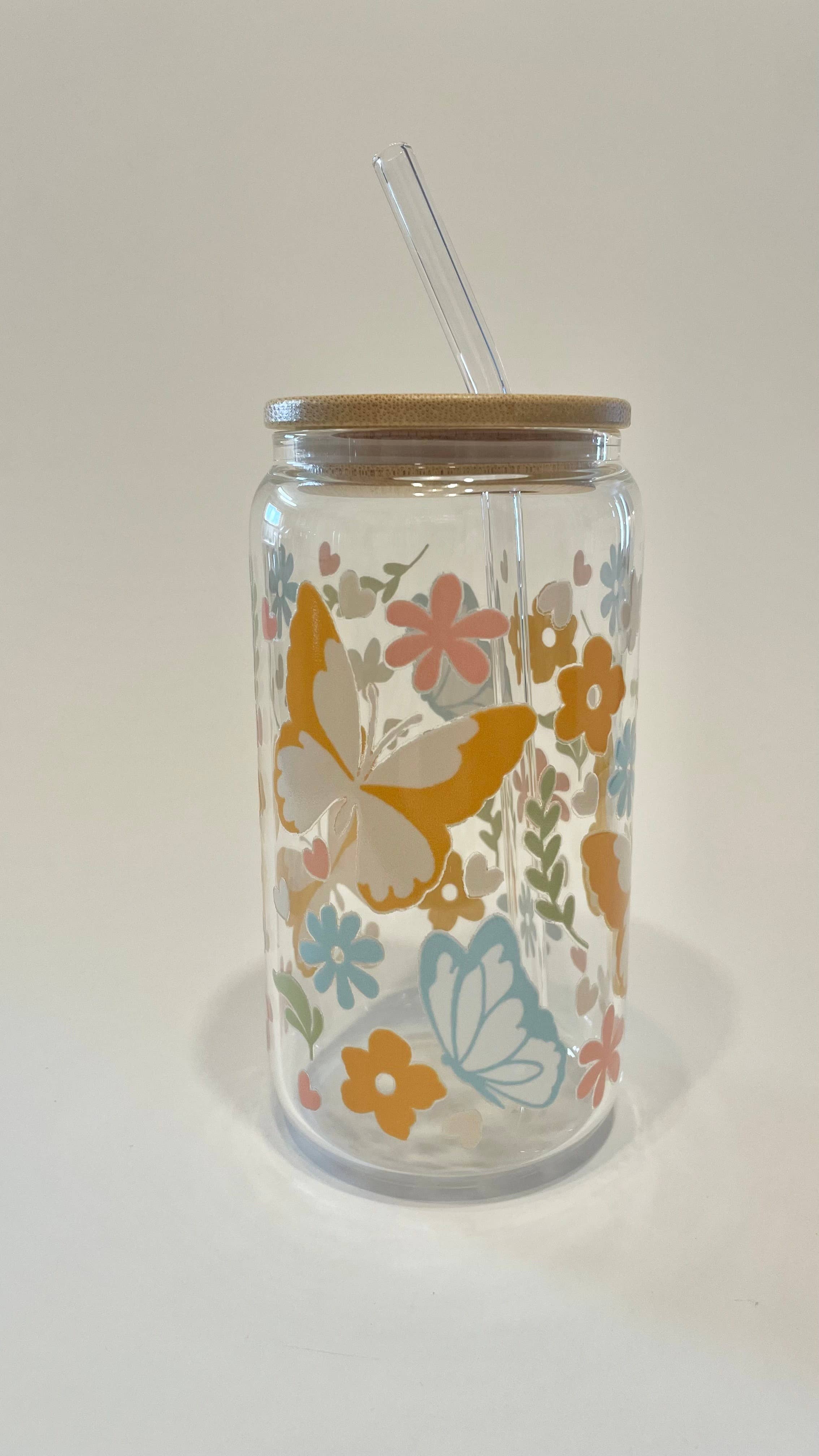 Butterfly Glass Can Cup