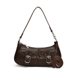 Chocolate Brown Mini Pockets Shoulder Handbag