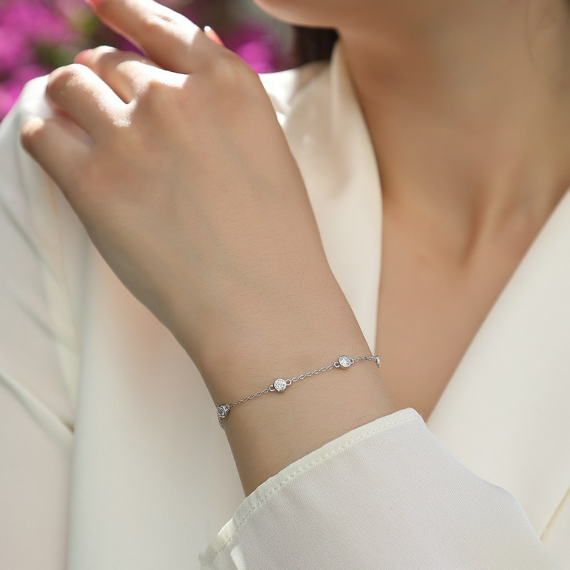 Moissanite Stacking Station Bracelet in 925 Sterling Silver