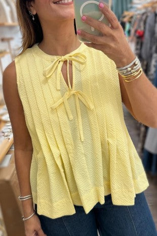 Bow Tie Neck Pleated Tank