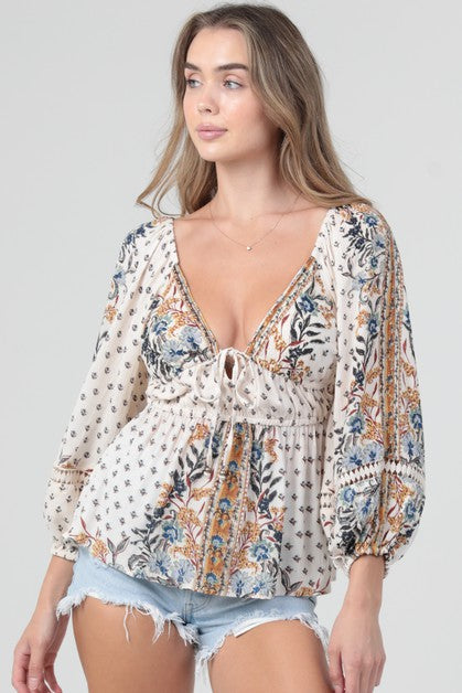 Floral V-Neck Blouse