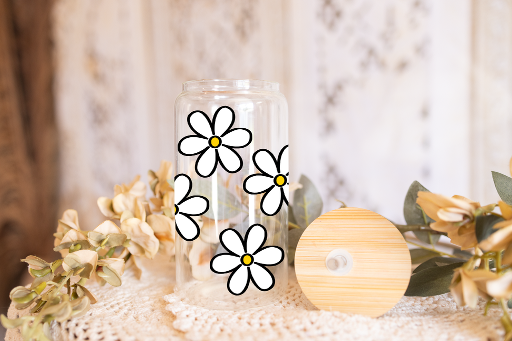 Daisy Glass Can Cup