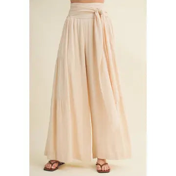 Tie Waist Wide Leg Pants
