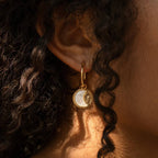 Gold Hoop Earrings Sun Coin & Moon