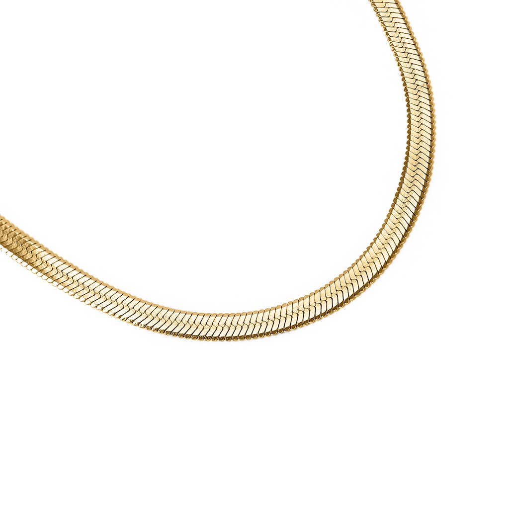 18K Gold Stainless Steel Herringbone Chain Necklace