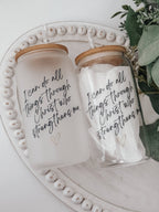 I Can Do All Things Through Christ 16oz Glass Cup with Lid