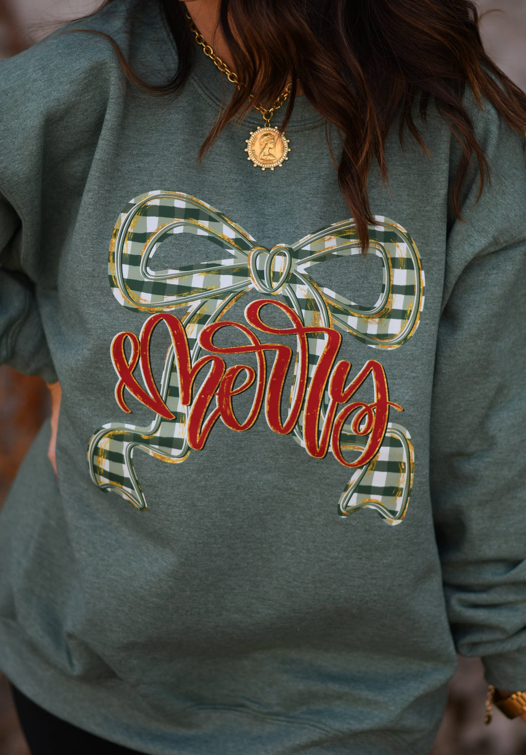 Merry Plaid Bow Sweatshirt