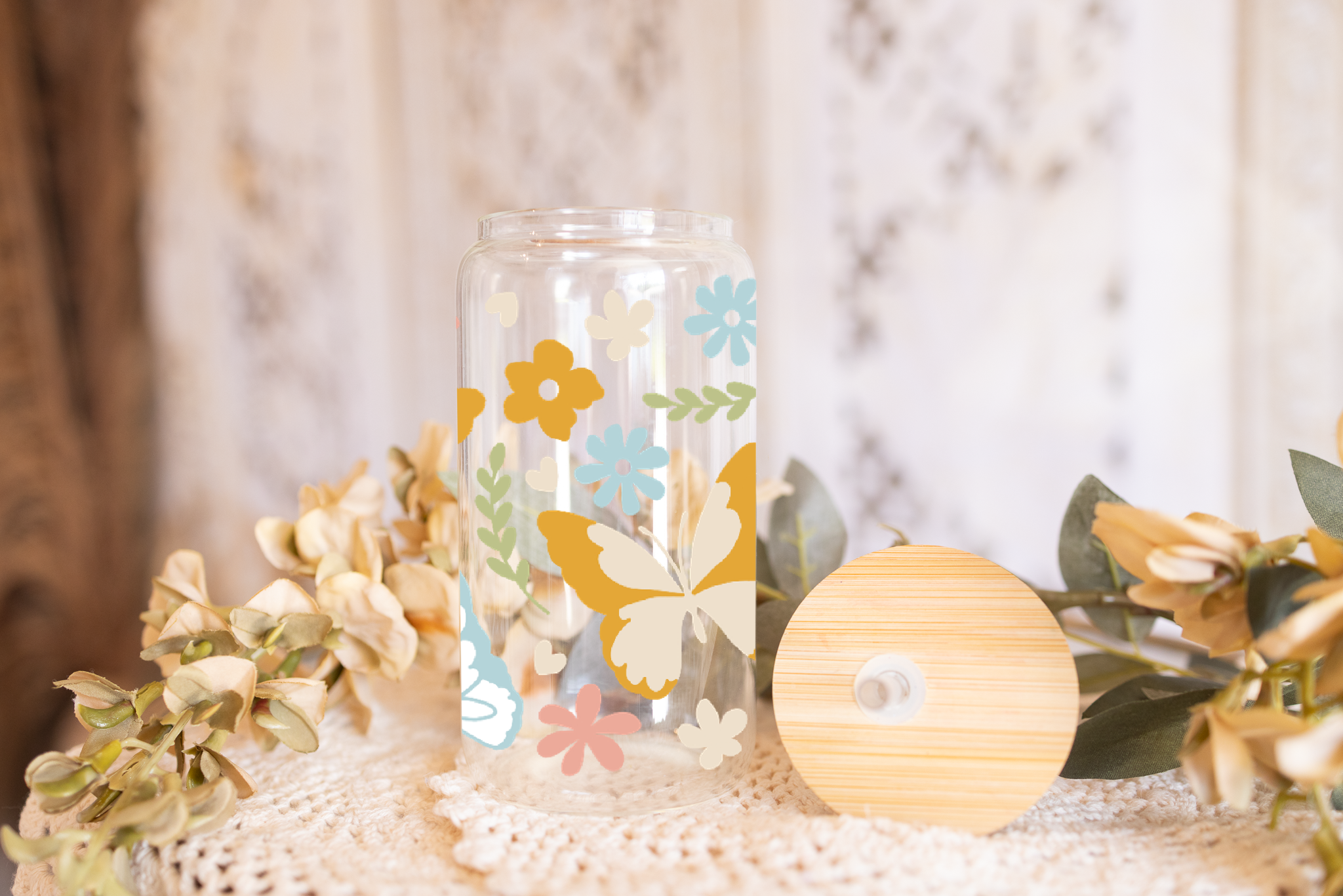 Butterfly Glass Can Cup