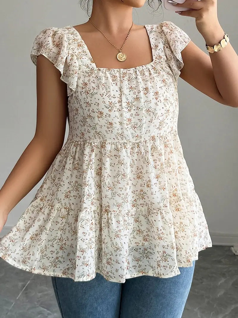Floral Waist-Tie Top