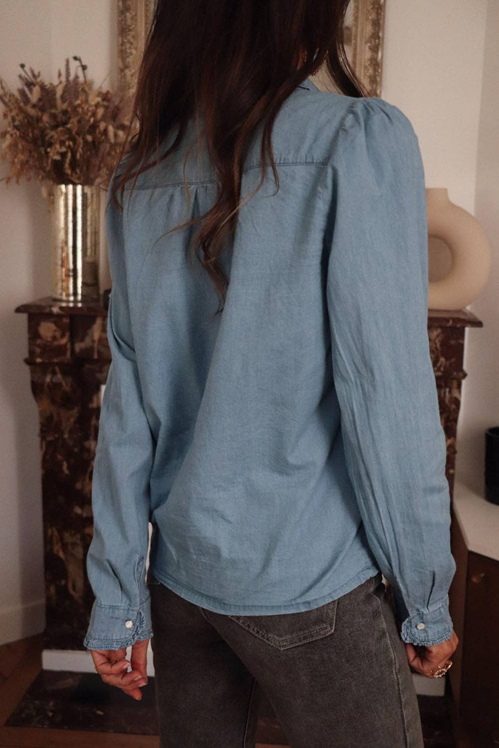 Dusk Blue Chambray Top
