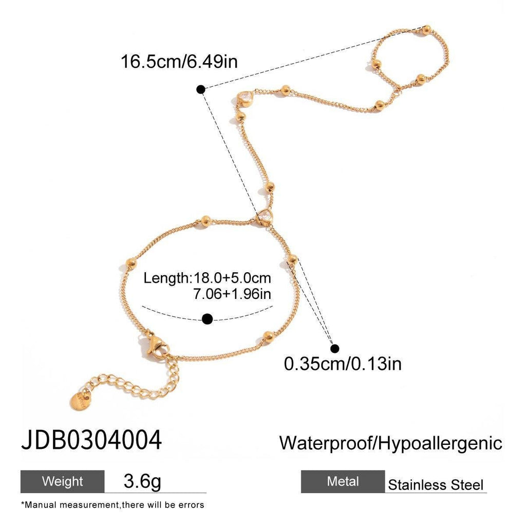 18K Gold Double Layer Chain Ring Bracelet