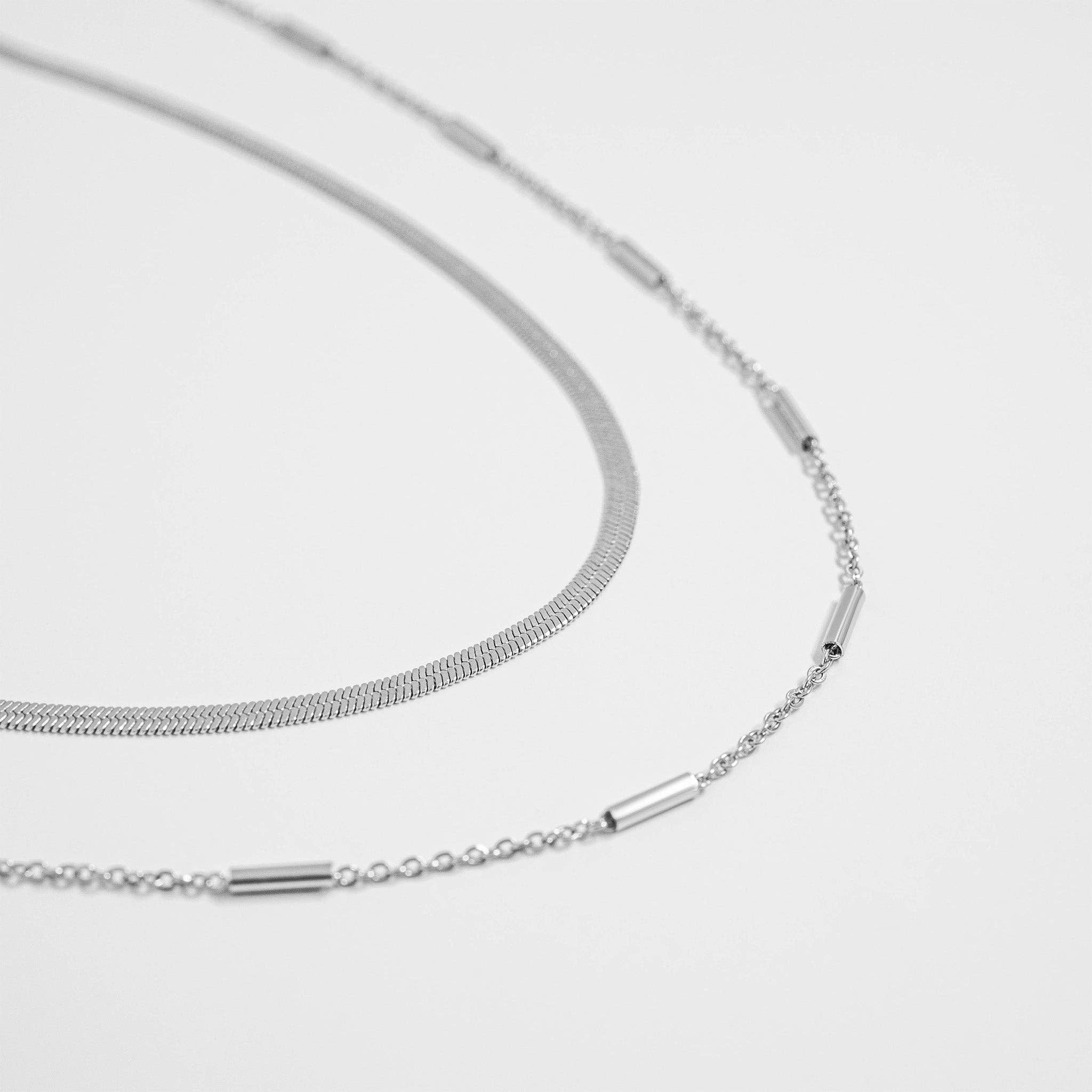 18K Gold PVD Stainless Steel Satellite Bar Chain Necklace