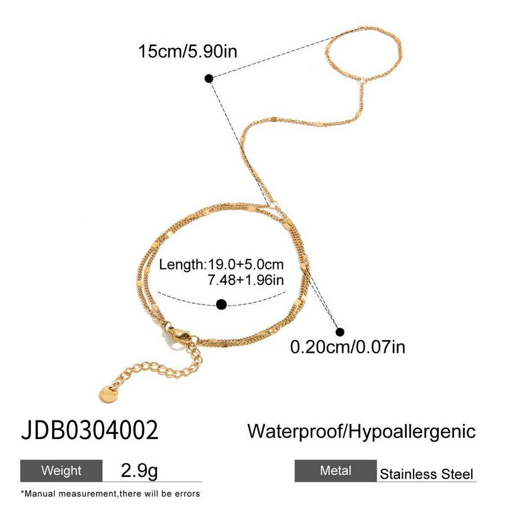 18K Gold Double Layer Chain Ring Bracelet