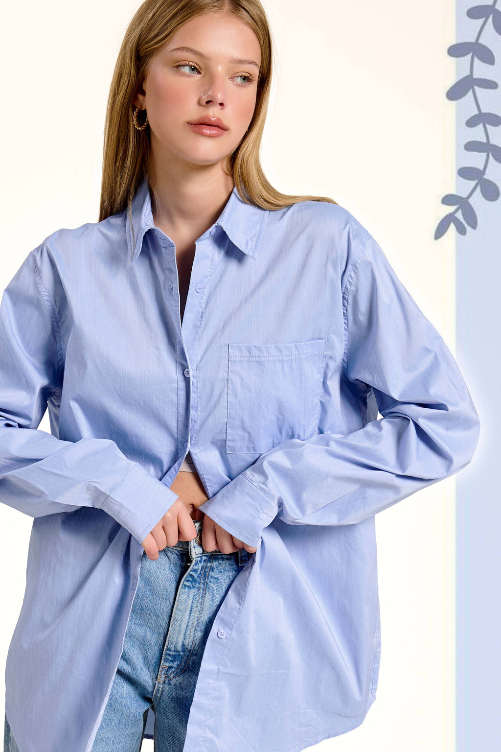 Blue Button Down Top