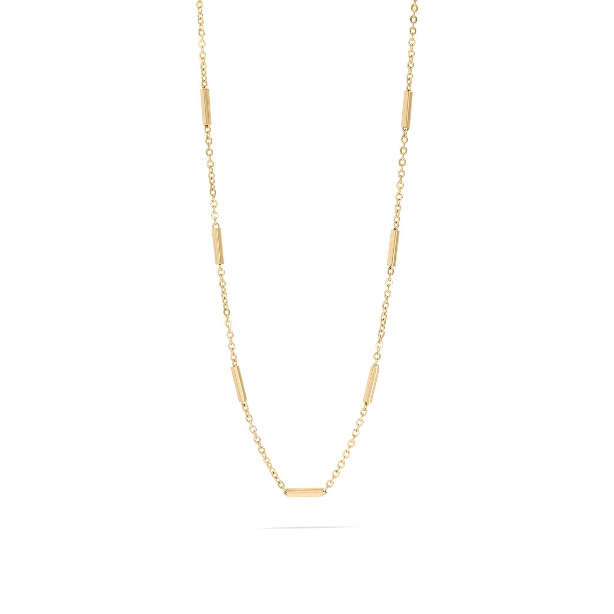 18K Gold PVD Stainless Steel Satellite Bar Chain Necklace