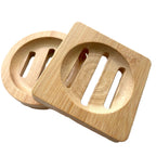 Bamboo Wood Tray for Soap, Shower Steamers Round Square 3"