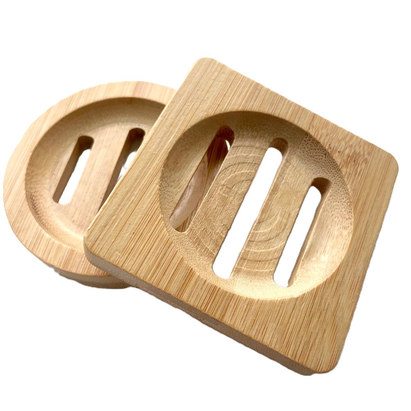 Bamboo Wood Tray for Soap, Shower Steamers Round Square 3"