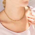 18K Gold PVD Stainless Steel White Confetti Chain Necklace
