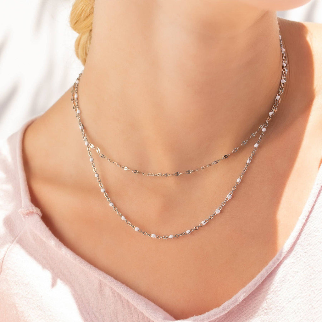 18K Gold PVD Stainless Steel White Confetti Chain Necklace