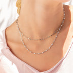 18K Gold PVD Stainless Steel White Confetti Chain Necklace