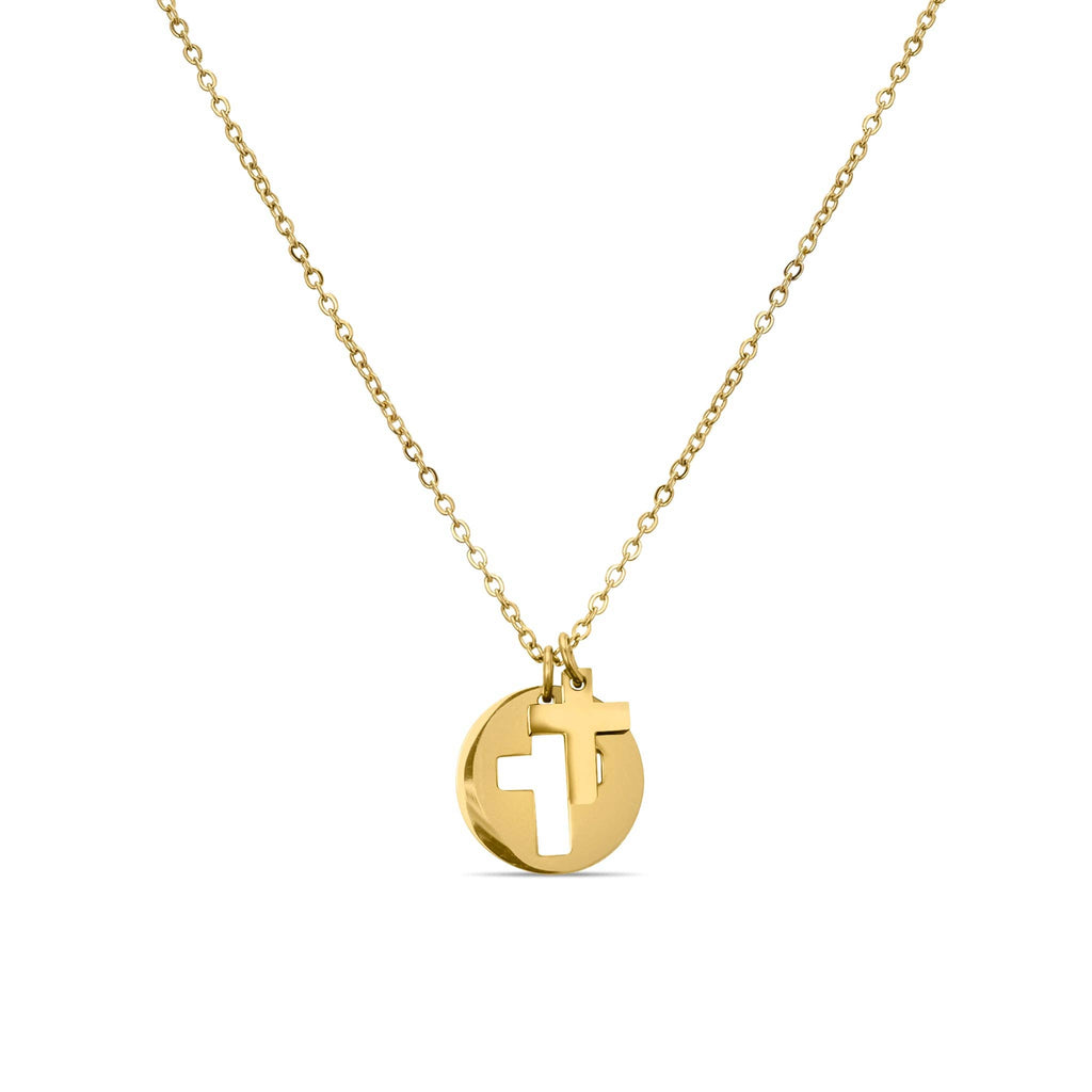Stainless Steel Cross Cutout Necklace