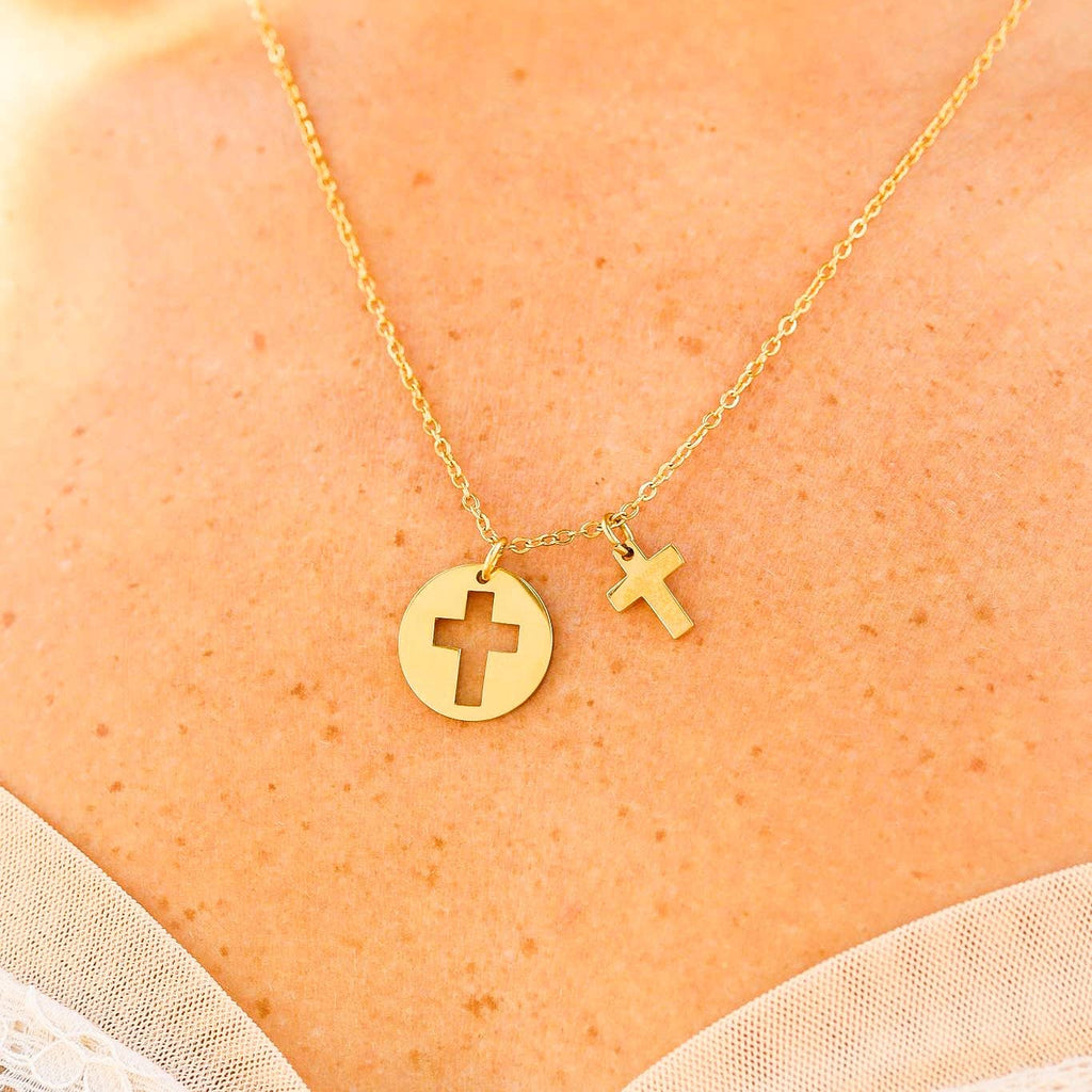 Stainless Steel Cross Cutout Necklace