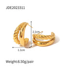 18K Gold Double Stainless Steel Twist Earrings.