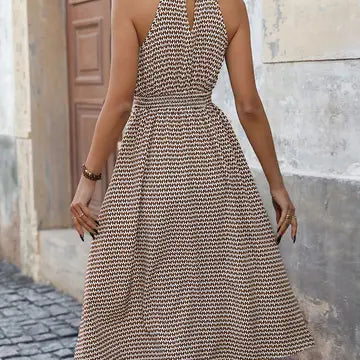 Latte Halter Neck Dress
