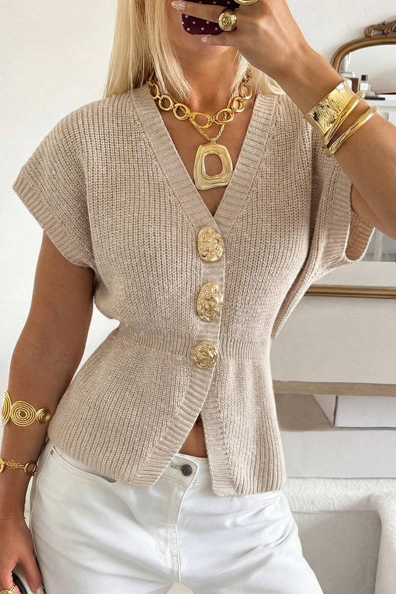 Aurum Gold Detail Knit Sweater