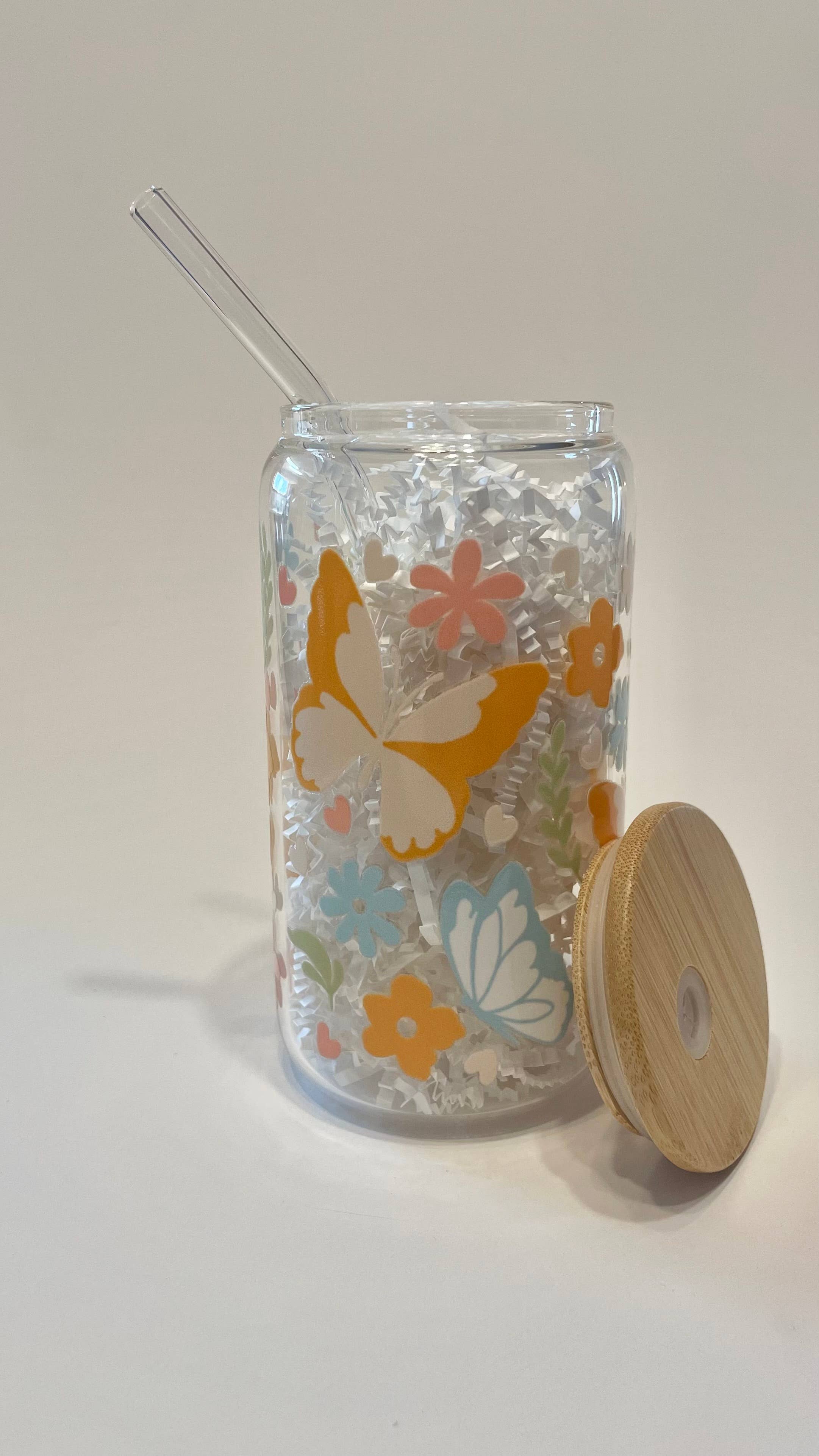 Butterfly Glass Can Cup