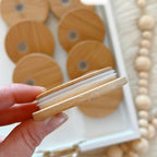 Minimalist Daisy 16oz Glass Cup with Bamboo Lid