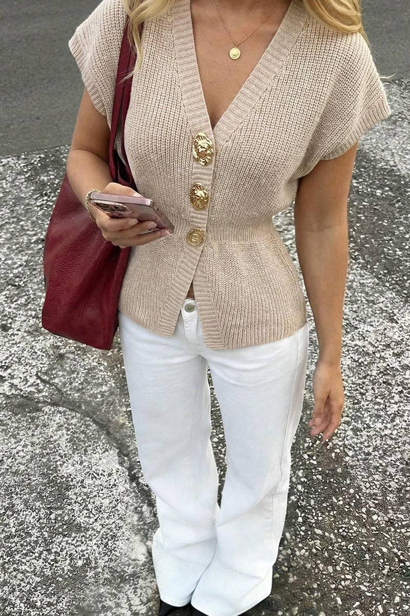 Aurum Gold Detail Knit Sweater