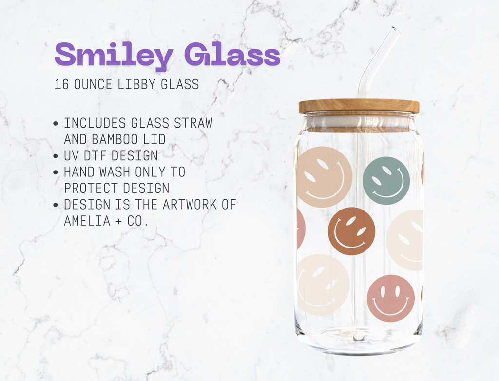 Smiley Glass Can Cup