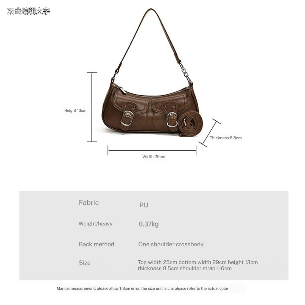 Chocolate Brown Mini Pockets Shoulder Handbag