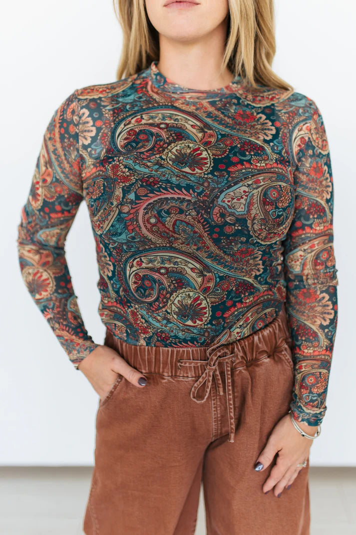 Paisley Mesh Top