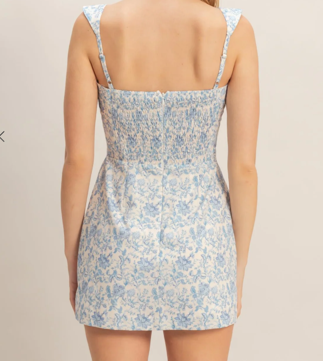 Floral Square Neck Mini Dress