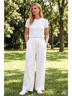 Linen Drawstring Wide Leg Pants