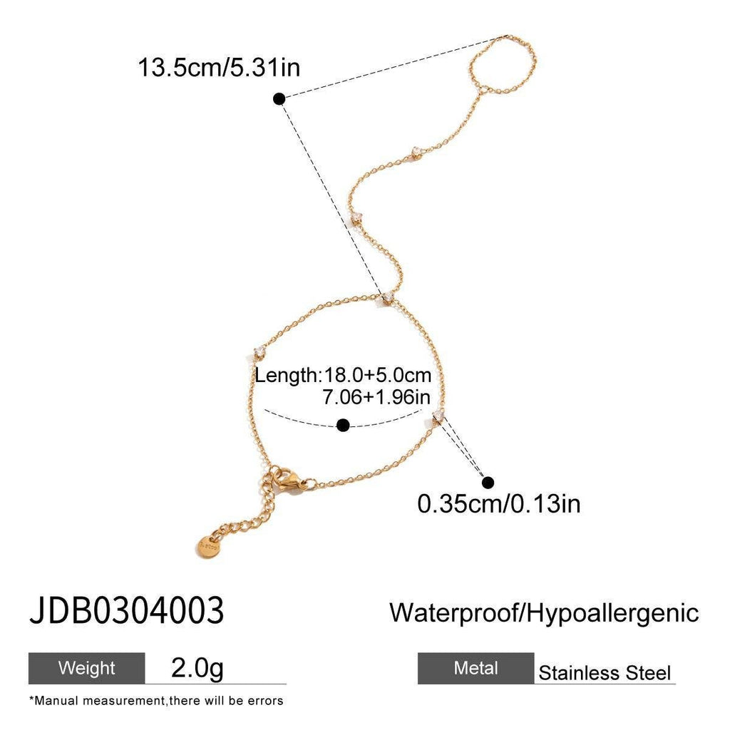 18K Gold Double Layer Chain Ring Bracelet