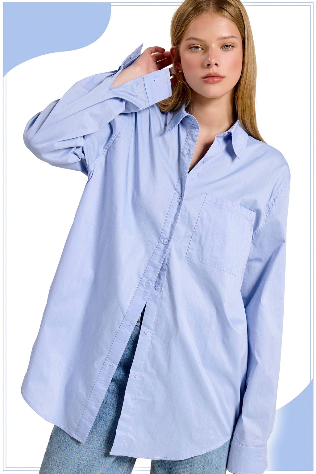 Blue Button Down Top