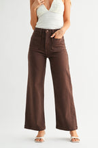High Rise Brown Wide Leg Jeans