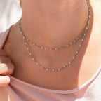 18K Gold PVD Stainless Steel White Confetti Chain Necklace