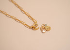 18K Gold PVD Paperclip Rhinestone Charm Holder Necklace
