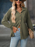 Waffle Knit Button-Up Shirt