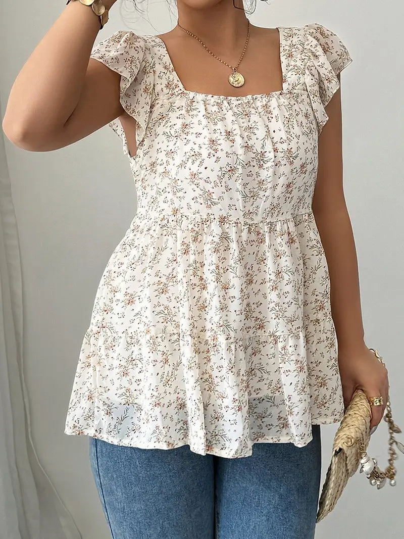 Floral Waist-Tie Top