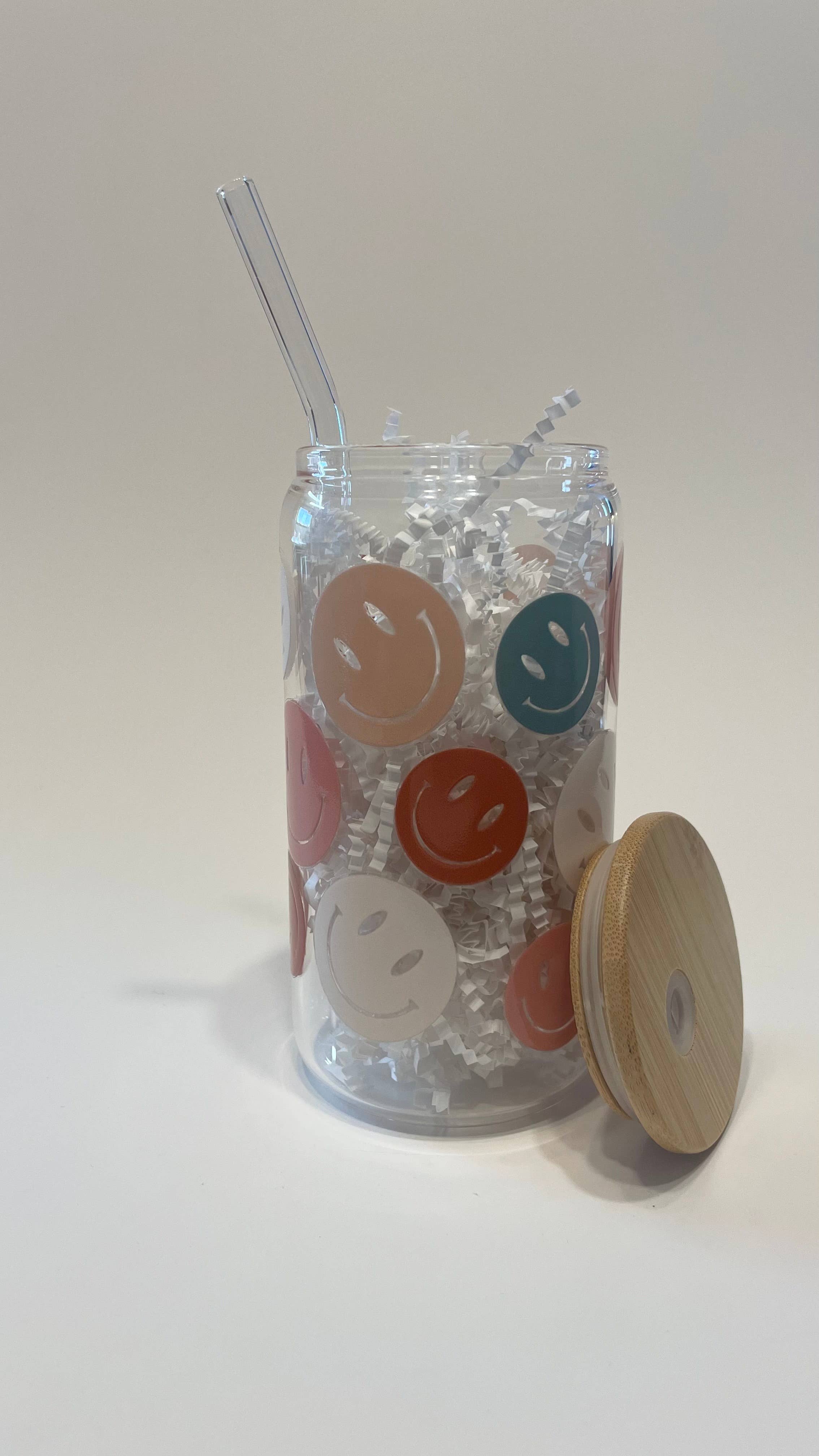 Smiley Glass Can Cup